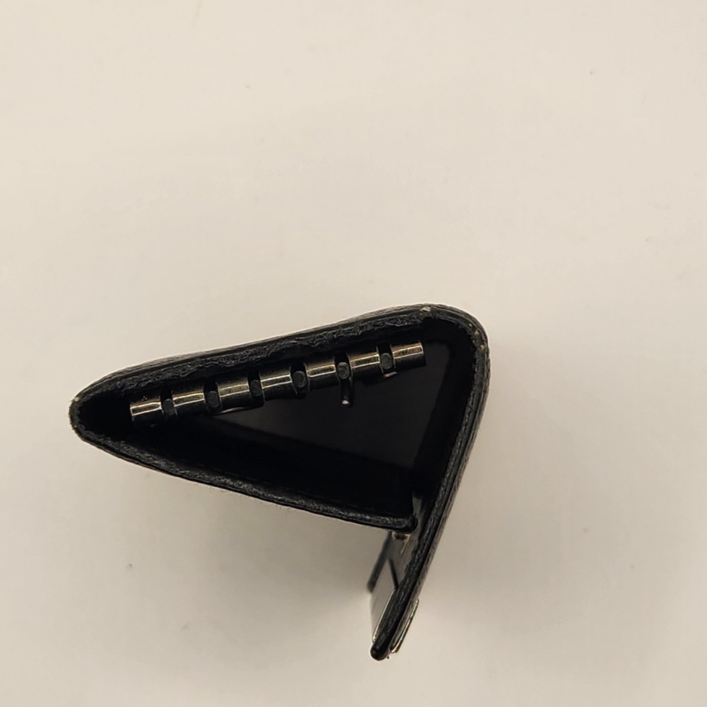 GUCCI Vintage Black Textured Leather 6-Key Holder Case Wallet Silver Metal Bar - Picture 9 of 10